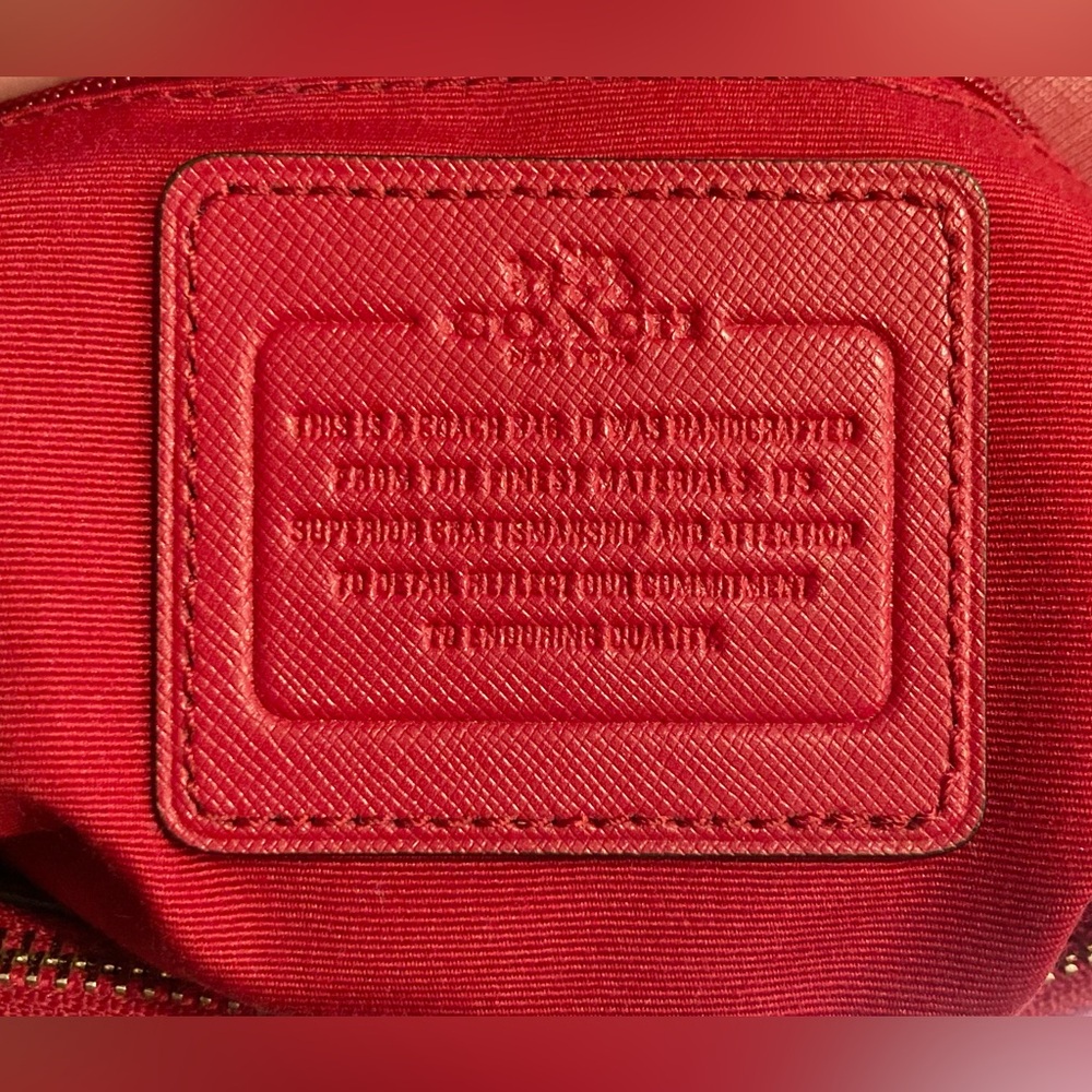 Coach Peyton Leather Mini Carryall Satchel Crossbody Bag in Red - Picture 12 of 16